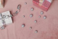 Kaboompics - Pink Christmas Background with Silver Baubles