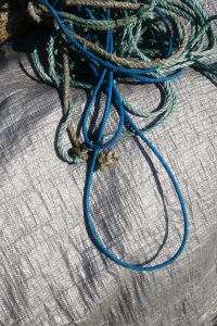 Kaboompics - Coiled Blue and Green Ropes on Fishing Net