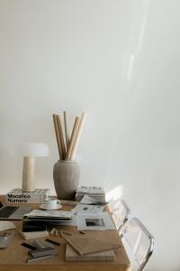 Kaboompics - Minimalist Studio Workspace with Large White Wall Copy Space