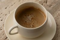 Kaboompics - Close Up of Fresh Coffee With Foam in Ceramic Cup
