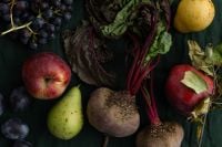Kaboompics - Autumn Harvest Flat Lay With Beetroot Apples Pears and Grapes
