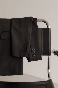 Kaboompics - Black Blazer, Chrome Chair and Handbag Interior