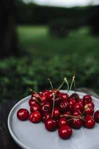 Kaboompics - Fresh Cherries on a simple plate