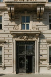 Kaboompics - Carved Stone Doorway with Ornate Iron Gate in Trieste