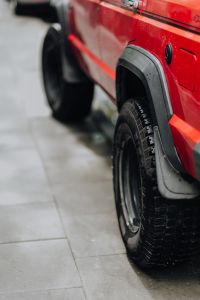 Rainy Red Jeep Cherokee