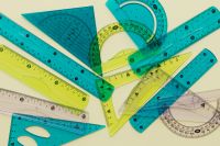 Kaboompics - Assorted Turquoise and Yellow Geometry Tools