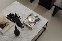 Kaboompics - Marble Coffee Table with Magazine, Candle and Black Vase