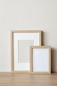 Kaboompics - Double Wooden Frame Mockup with Dried Feathers for Minimalist Poster Designs