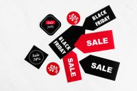 Kaboompics - Black Friday Sale Tags and Discount Labels on White Background