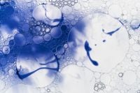 Kaboompics - Abstract Blue Liquid With Organic Ink Shapes