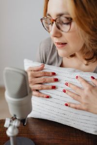 Kaboompics - Close Portrait of Woman Speaking Softly for ASMR Voice Content