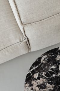 Kaboompics - Marble Side Table Next To Beige Linen Sofa
