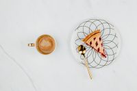 Kaboompics - Cappuccino Beside Blueberry Pie with Spoon on Plate