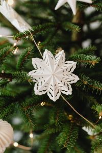 Kaboompics - Close Up of White Paper Snowflake on Christmas Tree
