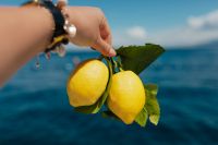 Kaboompics - Hand Holding Lemons Above the Mediterranean Sea