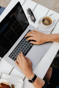 Kaboompics - Laptop and Espresso with Reading Glasses, Close-Up