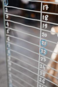 Calendar on the mirror