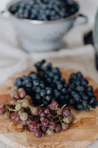 Kaboompics - Grape and Blueberry Snack Board With Colander