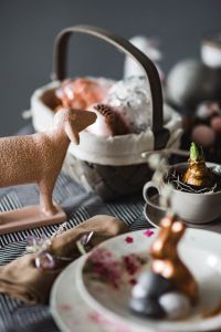Kaboompics - Round dinner table decorated with easter motifs