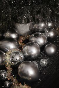 Kaboompics - Silver Christmas Baubles And Disco Ball Decorations