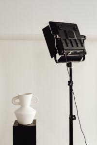Kaboompics - Photo studio interior - C-stand lighting tripod - photo backdrop - LED lamp
