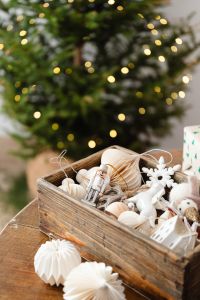 Kaboompics - Christmas Tree and Ornament Crate with Warm Lights