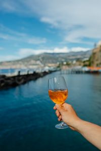 Kaboompics - Handheld Spritz above a Coastal Town and Mountain Shore