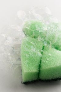 Kaboompics - Green Cleaning Sponge With Foam