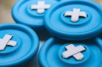 Kaboompics - Close-ups of big blue plastic buttons