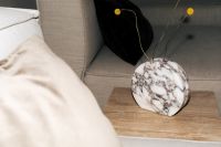 Kaboompics - Marble Vase With Yellow Flowers Cozy Minimal Living Room