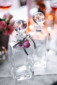 Kaboompics - Silver Glass Christmas Ornaments with Soft Pink Bokeh