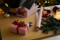 Kaboompics - Wrapped Gifts and Tree Lights in Soft Focus