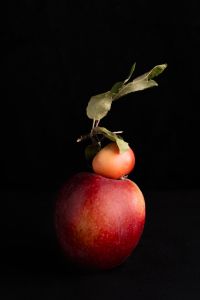 Kaboompics - Red Apples With Autumn Leaves on Black Background
