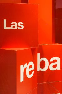 Red Las Rebajas Retail Sale Display with Bold Typography