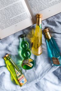 Kaboompics - Group of colorful little bottles with liqueurs