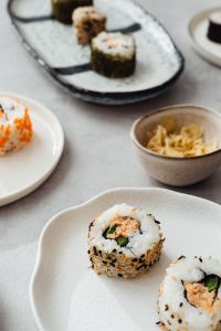 Kaboompics - Soft-Focus Japanese Sushi Still Life with Ceramic Plates