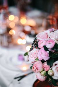 Kaboompics - Pink Flowers and Warm Festive Bokeh Background