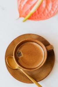 Kaboompics - Close-Up of Coffee and Pink Anthurium on White Background