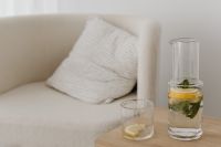 Kaboompics - Minimalist Living Room Refreshment With Glass Carafe