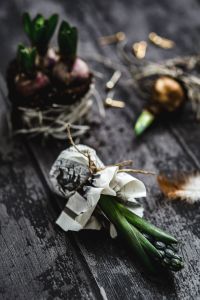 Kaboompics - Woman making a little ornamental seedling in a small jar