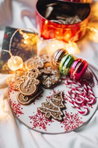 Kaboompics - Gingerbread Cookies and Colorful Ornaments in Festive Close-Up