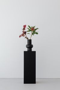 Kaboompics - Black Vase of Hellebores and Protea on a Tall Pedestal
