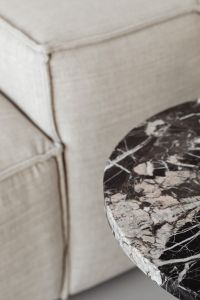 Kaboompics - Close Up Black Marble Side Table And Linen Sofa