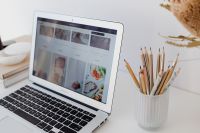 Kaboompics - Laptop and Wooden Pencils in a Bright White Home Office