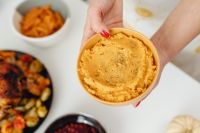 Kaboompics - Herbed Sweet Potato Mash Served with Roast Turkey and Cranberries