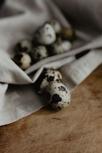 Kaboompics - Foreground Quail Eggs with Blurred Linen