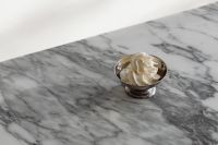 Kaboompics - Silver Bowl with Whipped Cream Dessert on Arabescato Marble