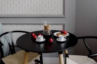 Kaboompics - Breakfast served with coffee, cookies and plums