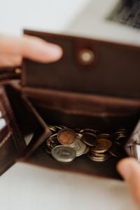 Brown Leather Wallet with Cash, Coins & Cards