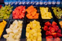 Kaboompics - Fresh Cut Fruit Trays with Strawberries and Pineapple